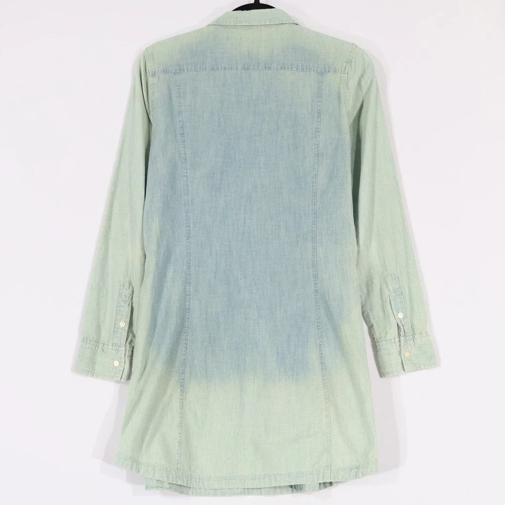 Denim & Supply Ralph Lauren Shirt Dress Women M Blue Ombre Pintuck Classic Retro